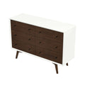 Mid Century Modern White Dresser 6 Drawer Dark Brown,White White Bedroom Mid Century Modern Solid Wood