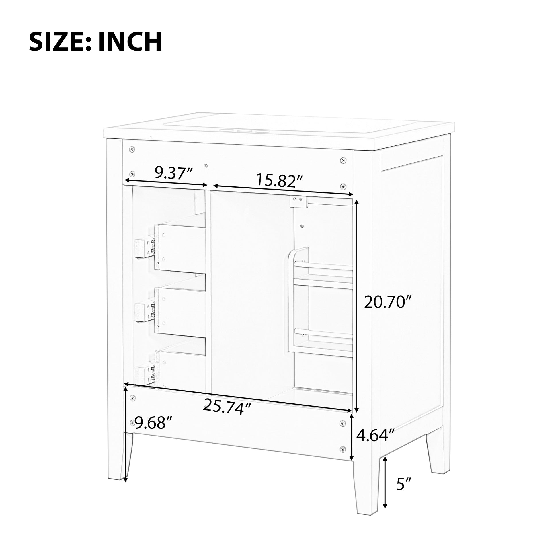 30" Bathroom Vanity With Sink Combo, White Bathroom Cabinet With Drawers, Solid Frame And Mdf Board White Solid Wood Mdf