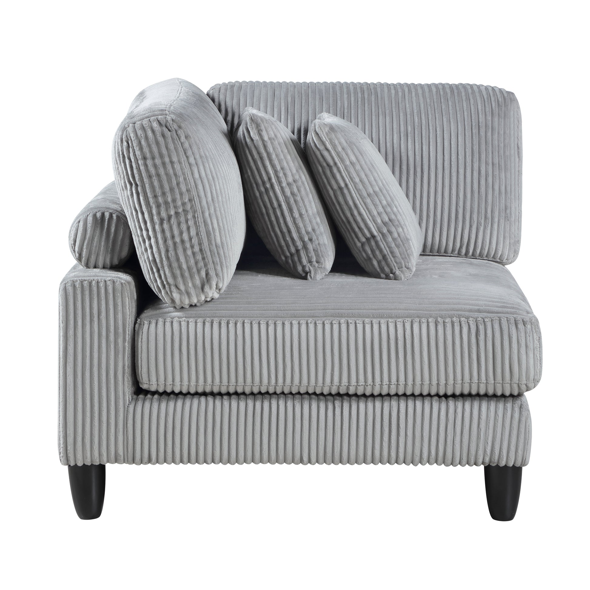 Living Room Furniture 4 Piece Modular Sectional Sofa Set Gray Corduroy Soft Cushion Pillows Solid Wood Legs Gray Primary Living Space Contemporary,Modern Plywood,Solid Wood 4 Seat