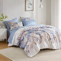Floral Comforter Set With Bed Sheets Blue King Blue Polyester