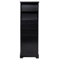 Black Tall Storage Cabinet With 3 Drawers And Adjustable Shelves For Bathroom, Study, Office And Interior, Mdf Board With Painted Finish Black Mdf