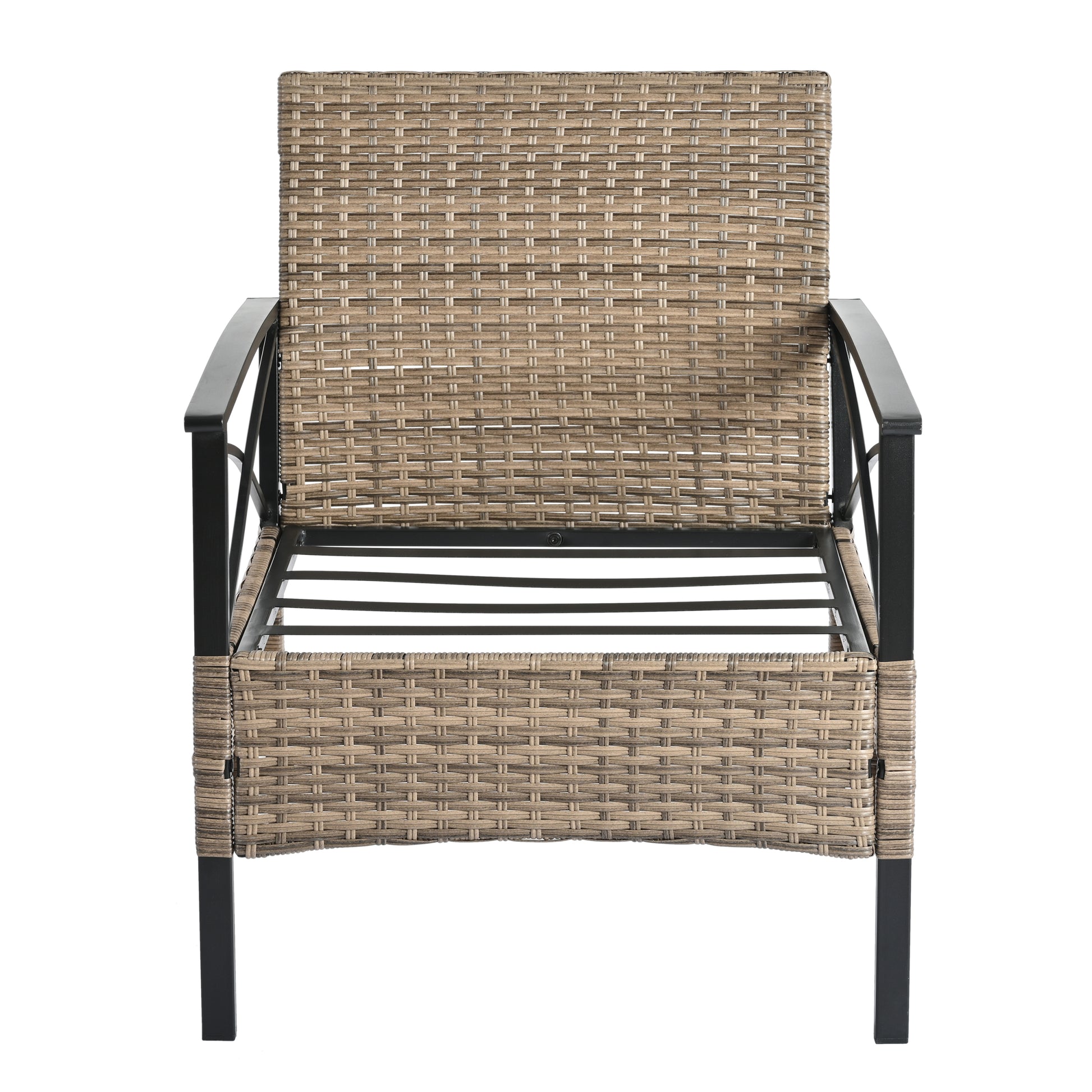 Patio Furniture, Outdoor Furniture, Seasonal Pe Wicker Furniture, Four Set Wicker Furniture With Black Metal Table Yes Brown Seats 4 Pe Rattan Iron Waterproof Fabric