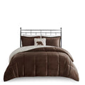 Plush To Sherpa Down Alternative Comforter Set Queen Brown Ivory Polyester