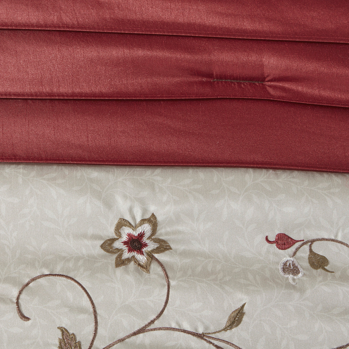 Embroidered 7 Piece Comforter Set Red Cal King California King Red Polyester