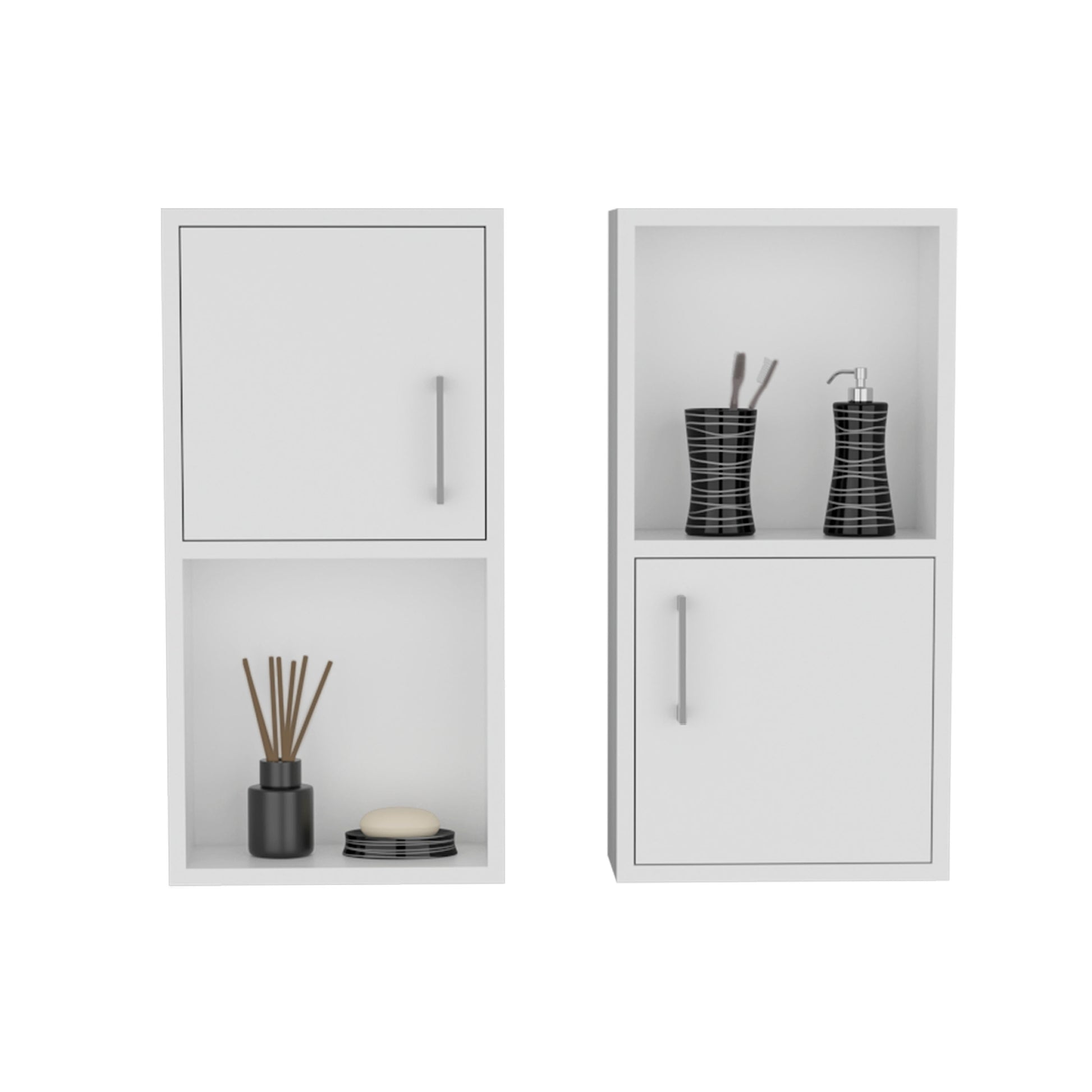 Wall Mounted Bathroom Medicine Cabinet Eak 24" Htwo Doors, Two Shelves,White White Solid Wood Mdf Engineered Wood