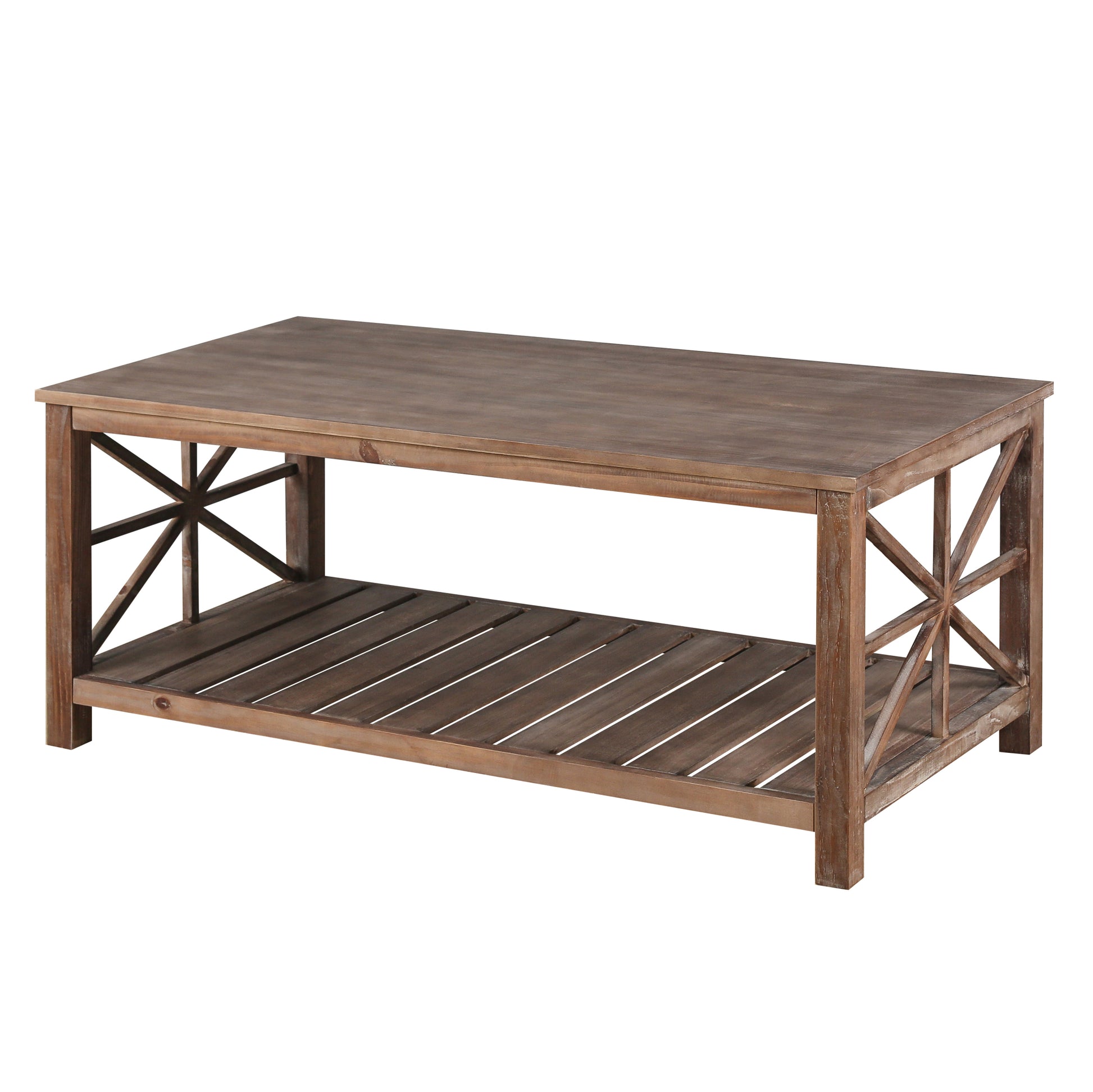 52''W Handcrafted Coffee Table In Front Of The Sofa Or Loveseat For Living Room Brwon Antique Brown Light Brown Desk Top Primary Living Space Antique Floor Mount Rectangular Open Storage Coffee & End Tables Lacquered Solid Wood Mdf Mdf