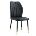 4 Modern Dining Chairs With Stylish Pu Patterned Backrest And Black Metal Legs For A Comfortable Home Experience In The Kitchen, Bedroom And Office. Black Pu