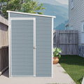 8X4Ft Outdoor Storage Shed With Floor Resin Shed With Two Window, Waterproof ,Lockable Doors For Patio,Yard,Lawn Gray Grey Polypropylene