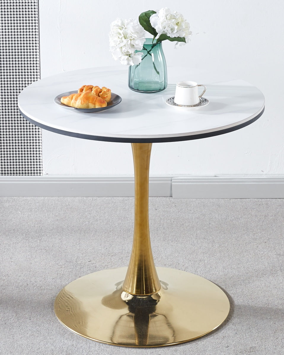 1 4,5Pieces Dining Set, Table Metal Leg Mid Century Dining Table For 4 6 People With Mdf Table Top, Pedestal Dining Table, End Table Leisure Coffee Table Gold Black Mdf Metal