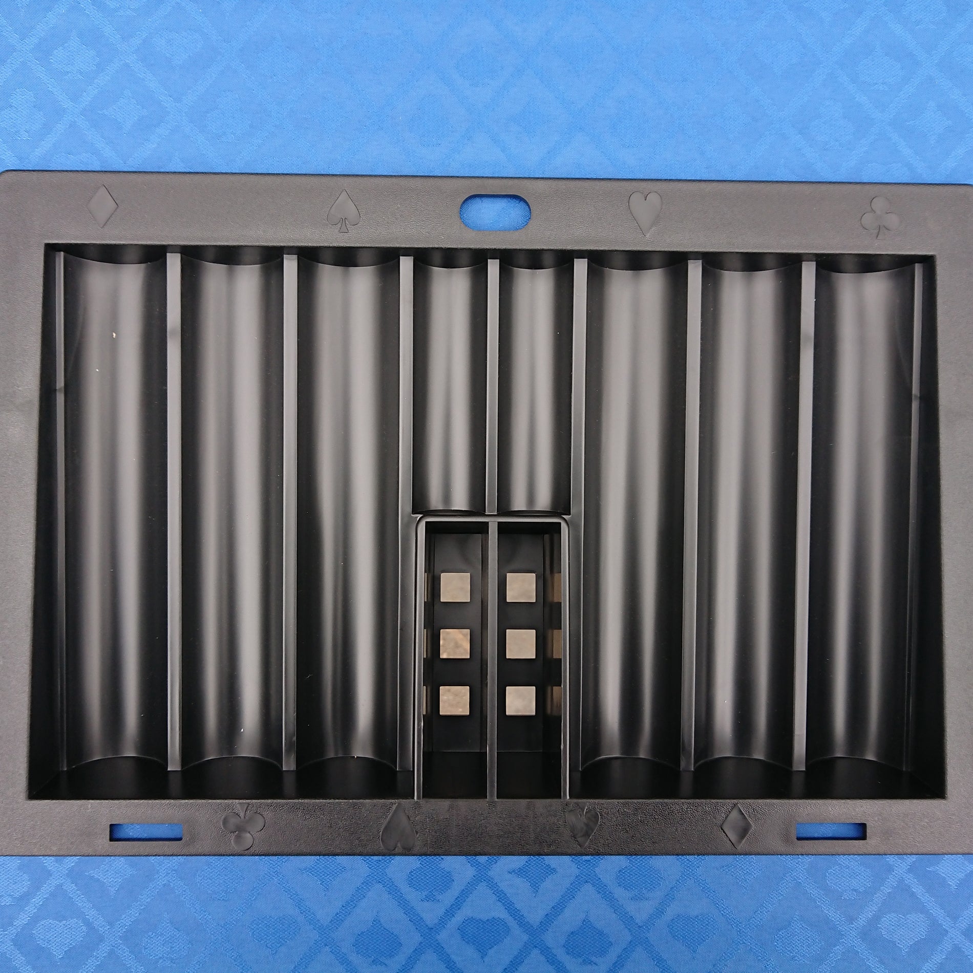 96" Poker Table For 10 Players Casino Game Texas Hold'Em Premium Oval With Round Stud Rivet Decorate Waterproof Cloth Chip Tray Cup Holders Blue Blue Primary Living Space Modern Plastic,Tech