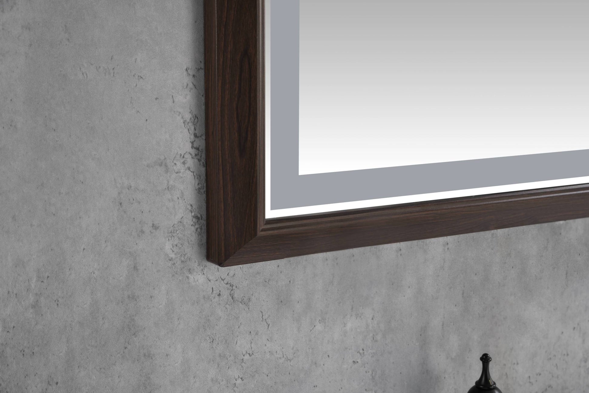 Bathroom Led Mirror Is Multi Functional And Each Function Is Controlled By A Smart Touch Button. Brown Aluminium