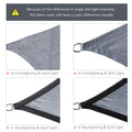 Outsunny 13' X 20' Rectangle Sun Shade Sail Canopy Outdoor Shade Sail Cloth For Patio Deck Yard With D Rings And Rope Included Gray Gray Hdpe