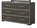 1Pc Contemporary 6 Drawer Dresser With Chrome Accents Gray Rustic Finish Bedroom Wooden Furniture Gray Bedroom Contemporary,Rustic Wood