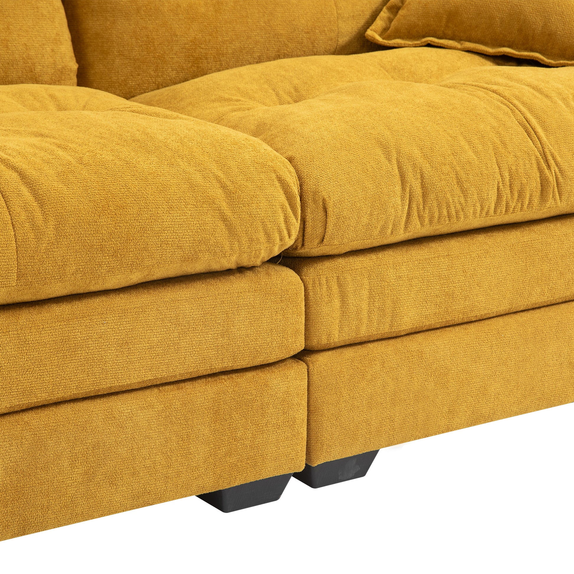 84" Chenille Recliner Sofa Small Sofa Loveseat Deep Seat Sofa Couch With 2 Throw Pillows & Memory Foam For Living Room Apartment Office Lounge Yellow Yellow Memory Foam Chenille,Upholstered 2 Seat