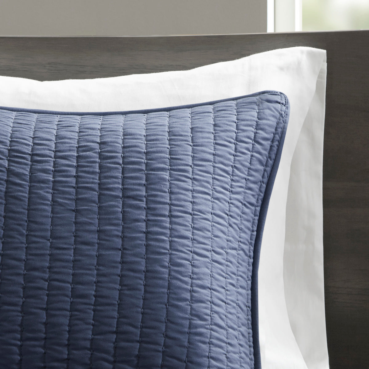 3 Piece Quilt Set Navy Full Queen Full Navy Polyester