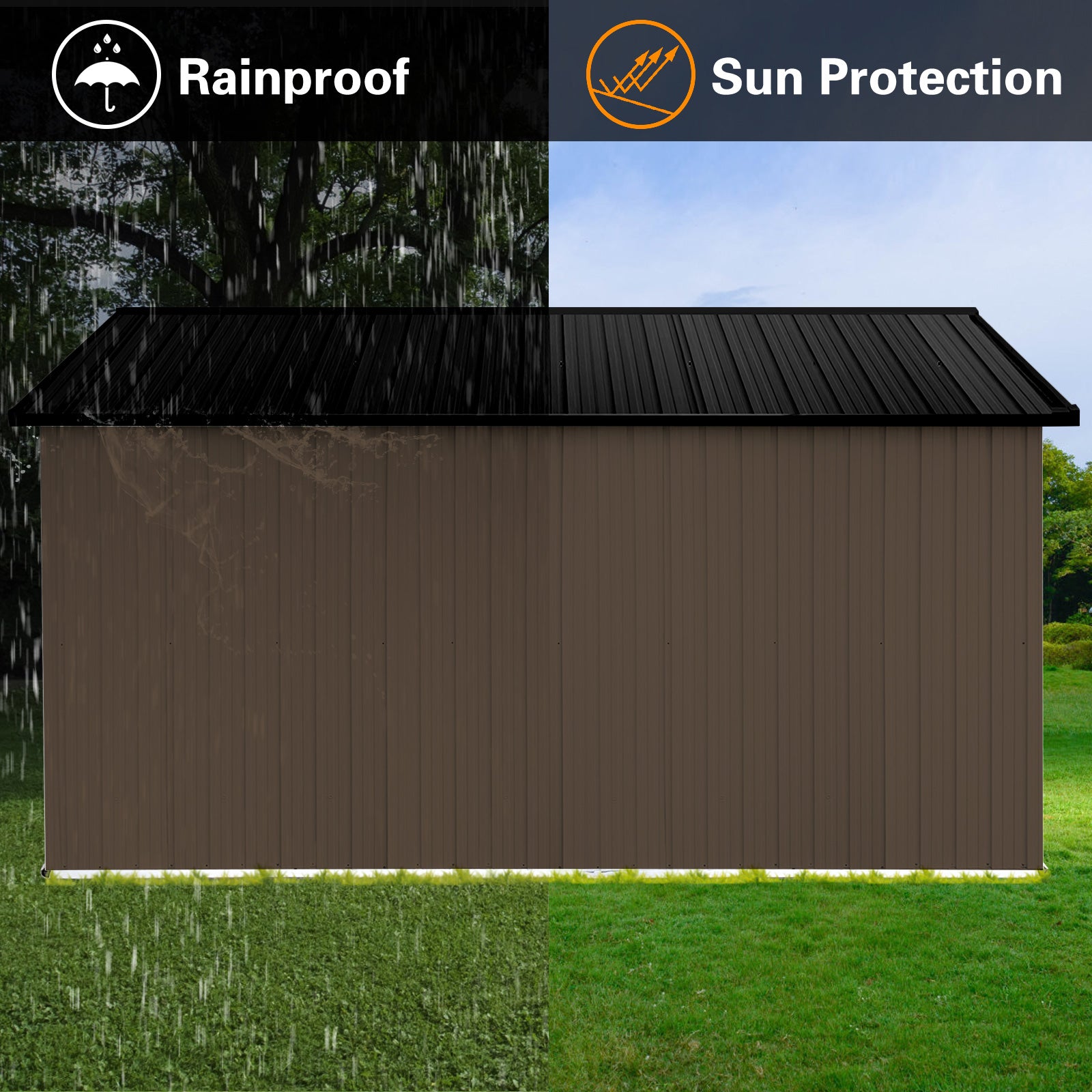 Metal Garden Sheds 10Ftx12Ft Outdoor Brown With Window Brown Metal