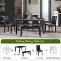 Wooden Dining Rectangular Table With Bench, Kitchen Table With Bench For Small Space, 6 Person Dining Table, Black Black Seats 6 Dining Room Rectangular 4 Leg Rectangular Dining Table With Chair And Bench Solid Wood Mdf