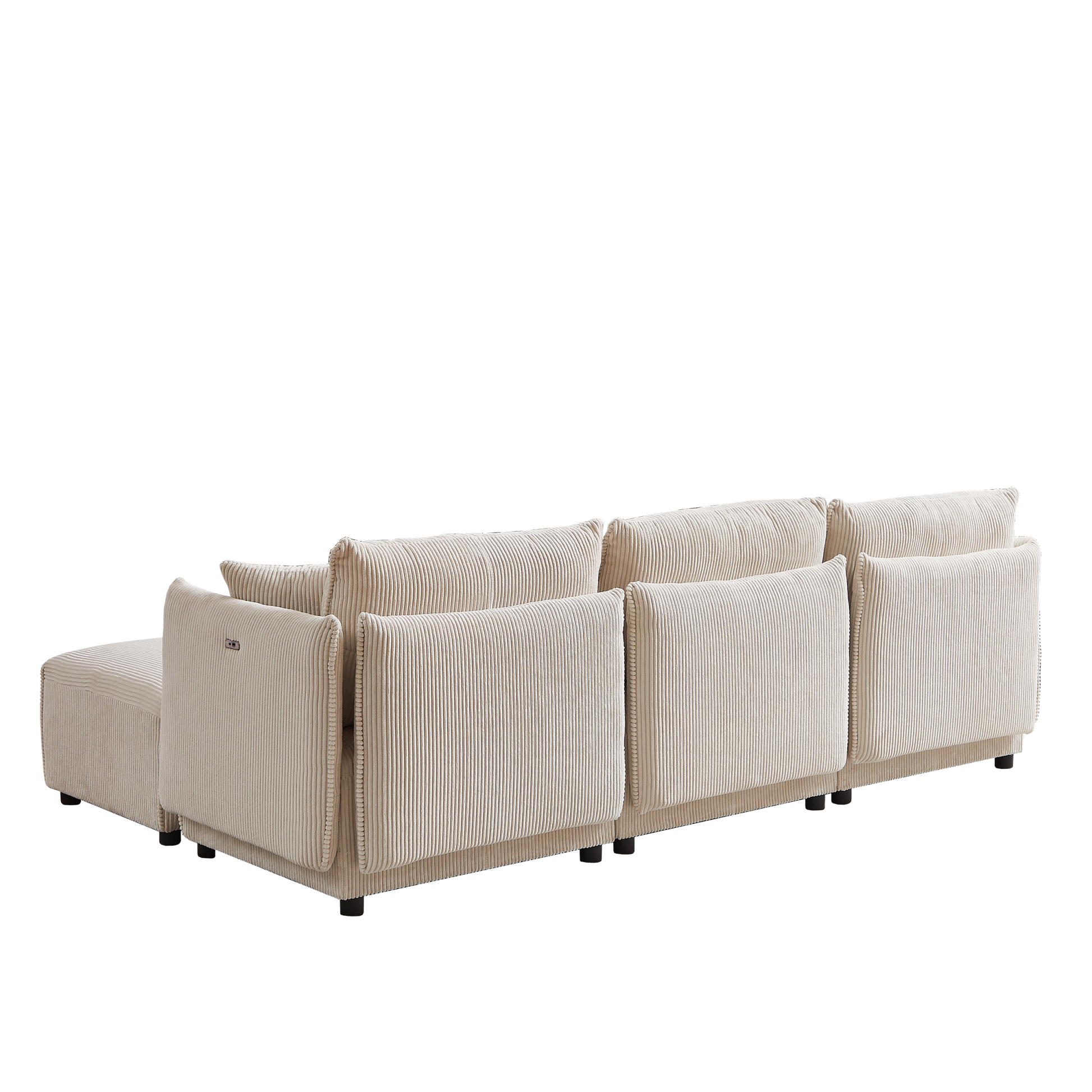 Multi Module Combination Style Sofa For Living Room, Bedroom And Other Lounge Spaces, Modern Minimalist Corduroy Combination Sofa With 2 Comfort Cushions With Usb & C Charging Ports,Beige,Two Sets Beige Foam Fabric 8 Seat