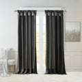 Twist Tab Lined Window Curtain Panel Black 50X108