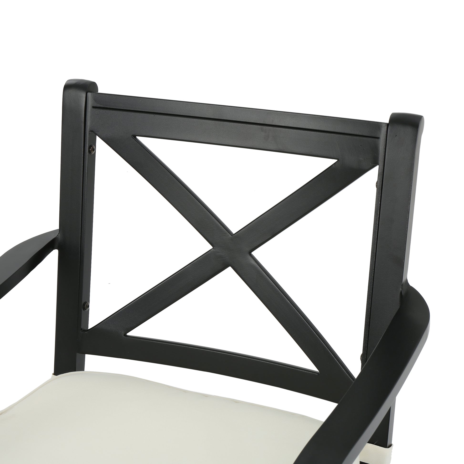 2Pc Dining Chair Black Ivory Aluminum