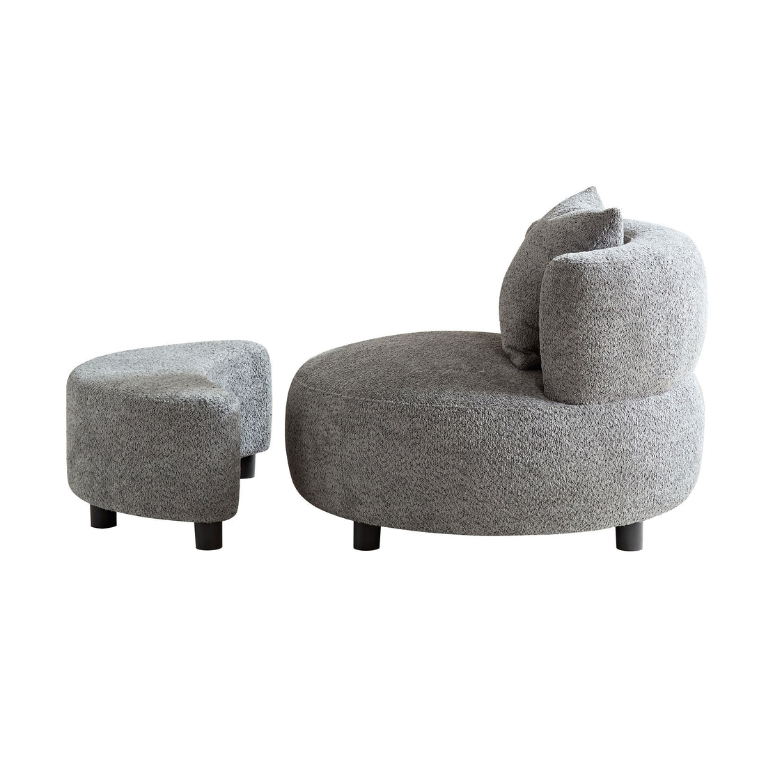 Modern Chair, Single Teddy Fabric Sofa Chair With Ottoman,Sidetable, Foot Rest Comfy Chair For Living Room Bedroom And Office,Grey Grey Foam Fabric