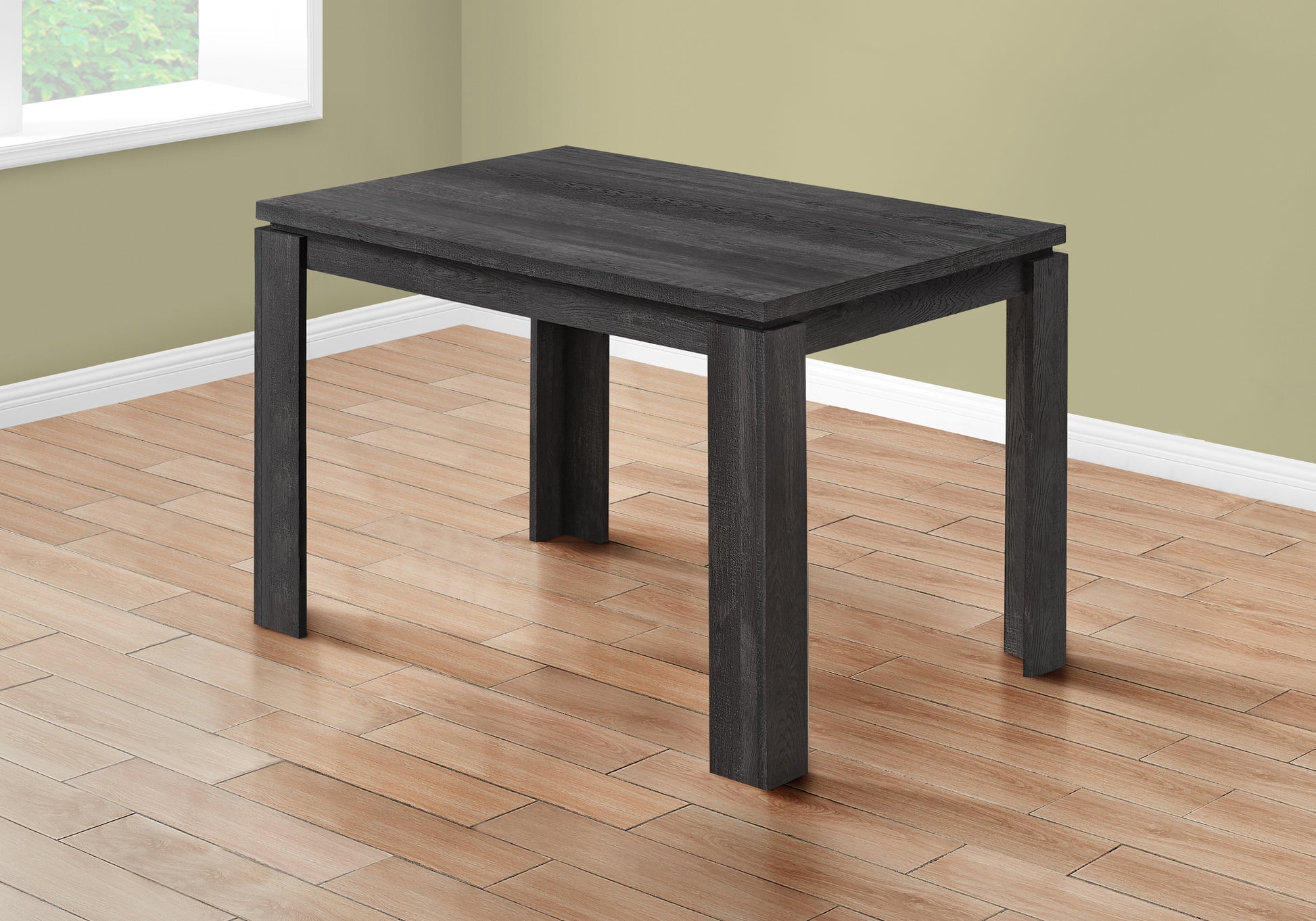 Dining Table, 48" Rectangular, Small, Kitchen, Dining Room, Black Laminate, Contemporary, Modern Black Particle Board