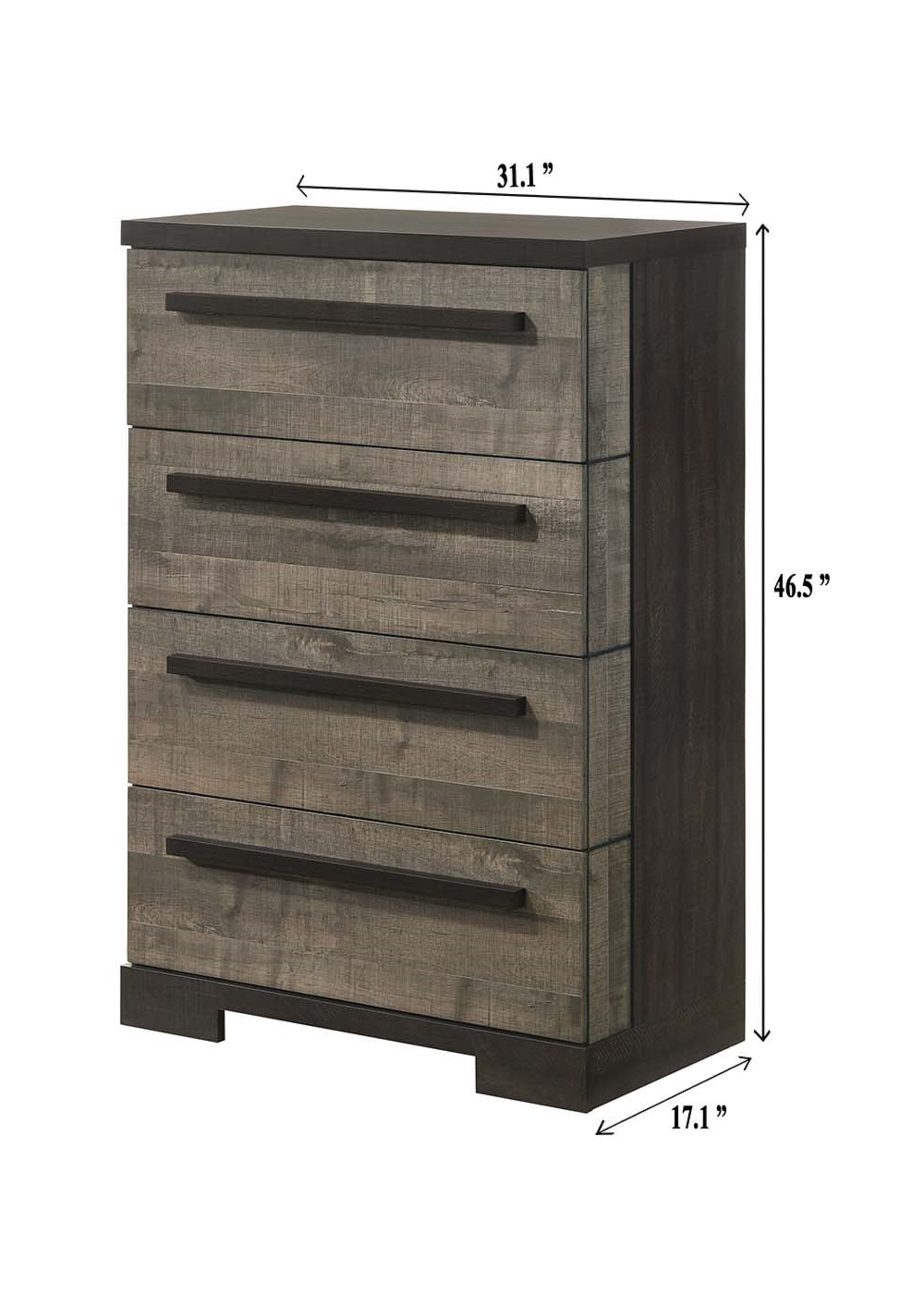 1Pc Contemporary 4 Drawer Chest Brown Gray Finish Wooden Bedroom Furniture Brown Brown Bedroom Contemporary,Transitional Wood