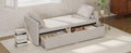 Modern Upholstered Chaise Lounger Daybed Small Single Daybed With 2 Drawers, No Mattress Needed, Perfect For Living Rooms & Home Office, Linen Fabric, Beige Beige Linen