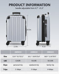 20 Inch Carry On Luggage With Tsa Lock& Double Spinner Wheels, Expandable For Large Storage Silver Abs