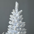 Homcom 7' Snow Flocked Artificial Pencil Christmas Tree, Slim Xmas Tree With Realistic Branches And Plastic Base Stand For Indoor Decoration, White White Plastic