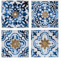 S 4 Abstract Blue, White, And Gold Wall Decor Accents, 9.5X9.5