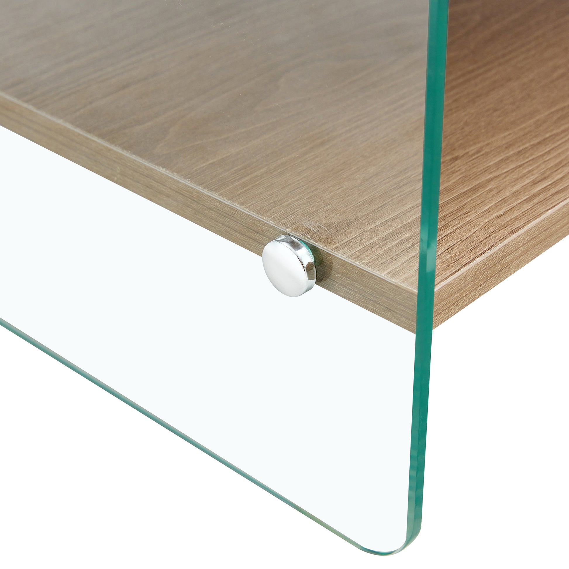 Bedside Table With Drawers. The Board Surface Is Mdf Sticker, And Both Sides Are Transparent Tempered Glass. The Design Is Simple And Elegant, With Excellent Storage Functions. Wood 1 Drawer Mdf Glass