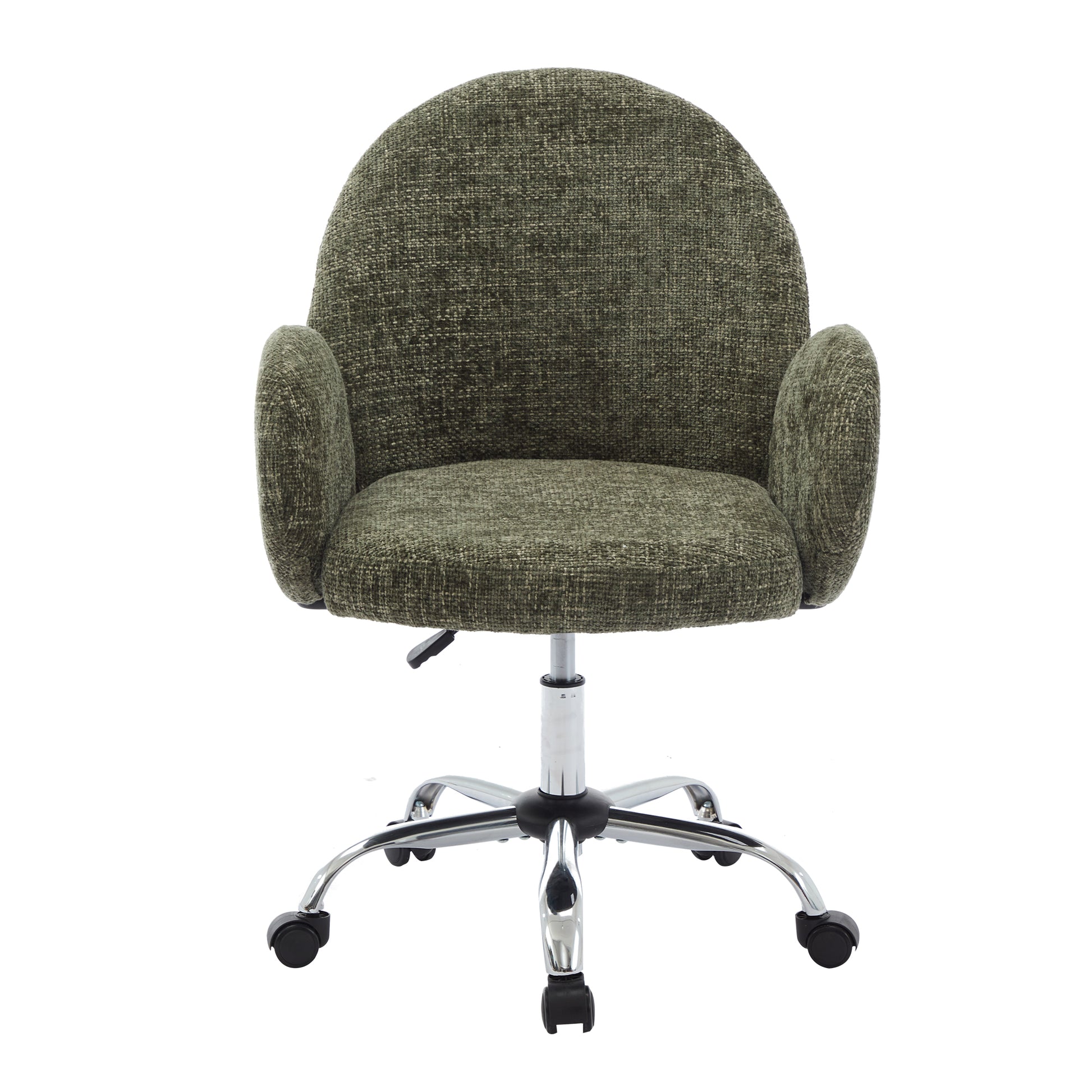 Ytt Rotating Office Chair With High Backrest Armrest, Wide Seat Round Armrest Office Chair With Wheels, Suitable For Living Room, Bedroom, Lounge, Home Office Green Linen