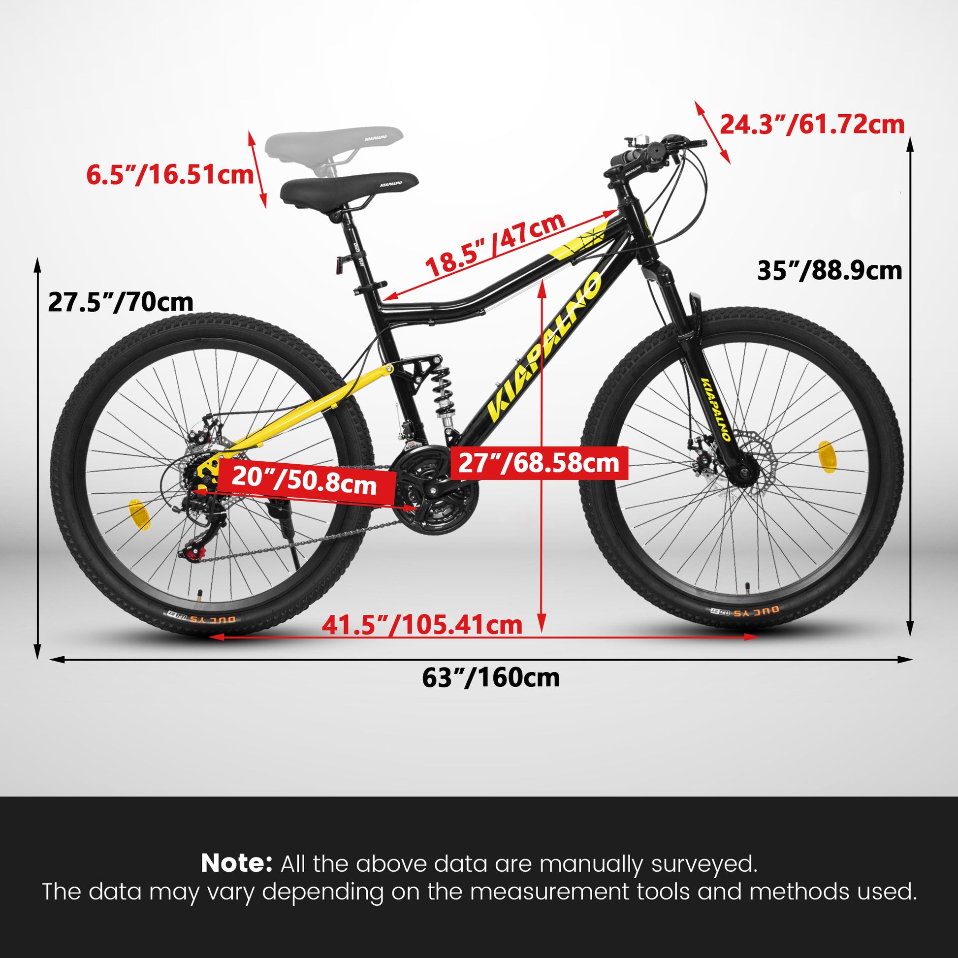 A26336 26 Inch Aluminum Frame Shock Fork Plus Shock Absorber 21 Speed Unisex Mountain Bike Black Steel