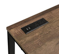 Walnut And Black Writing Desk With Usb Port Walnut Black Computer Desk Office Rectangular Wood Metal Sled