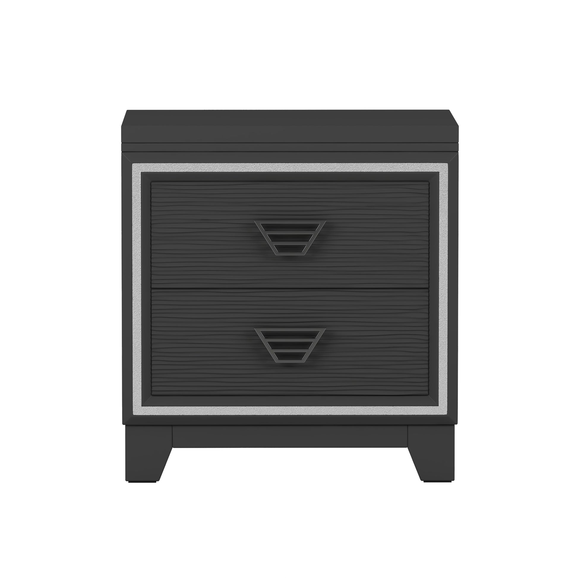 3 Pieces Bedroom Sets Queen Size Upholstered Bed With Led Lights, Nightstands And Dresser With Metal Handles And Sparkling Shiny Decoration, Black Expected Arrival Time:8.5 Queen Black 3 Piece Set Mdf Metal