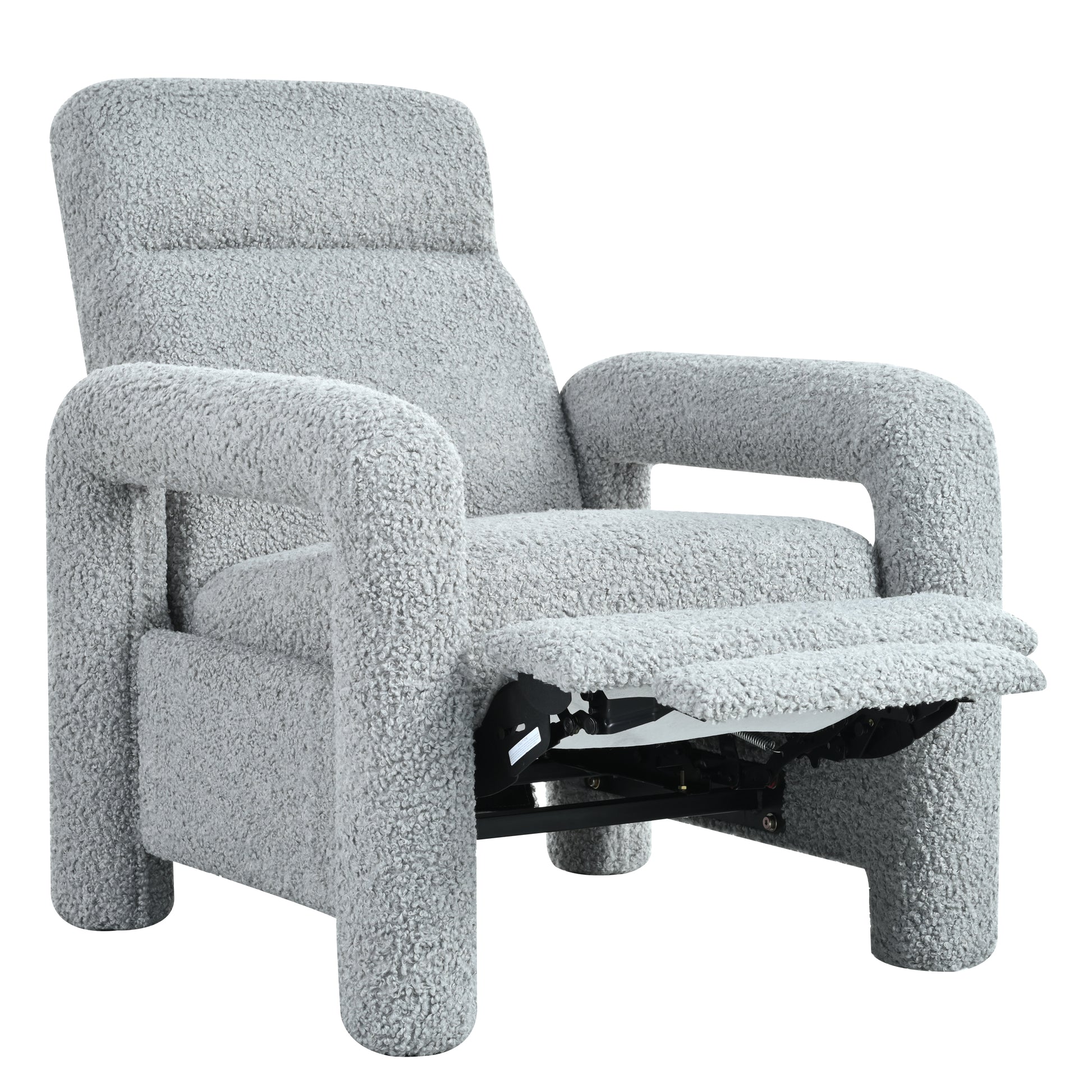 31.25" Push Back Recliner Armchair Upholstered Recliner Chair Single Sofa With Adjustable Backrest For Living Room, Light Grey Light Grey Teddy