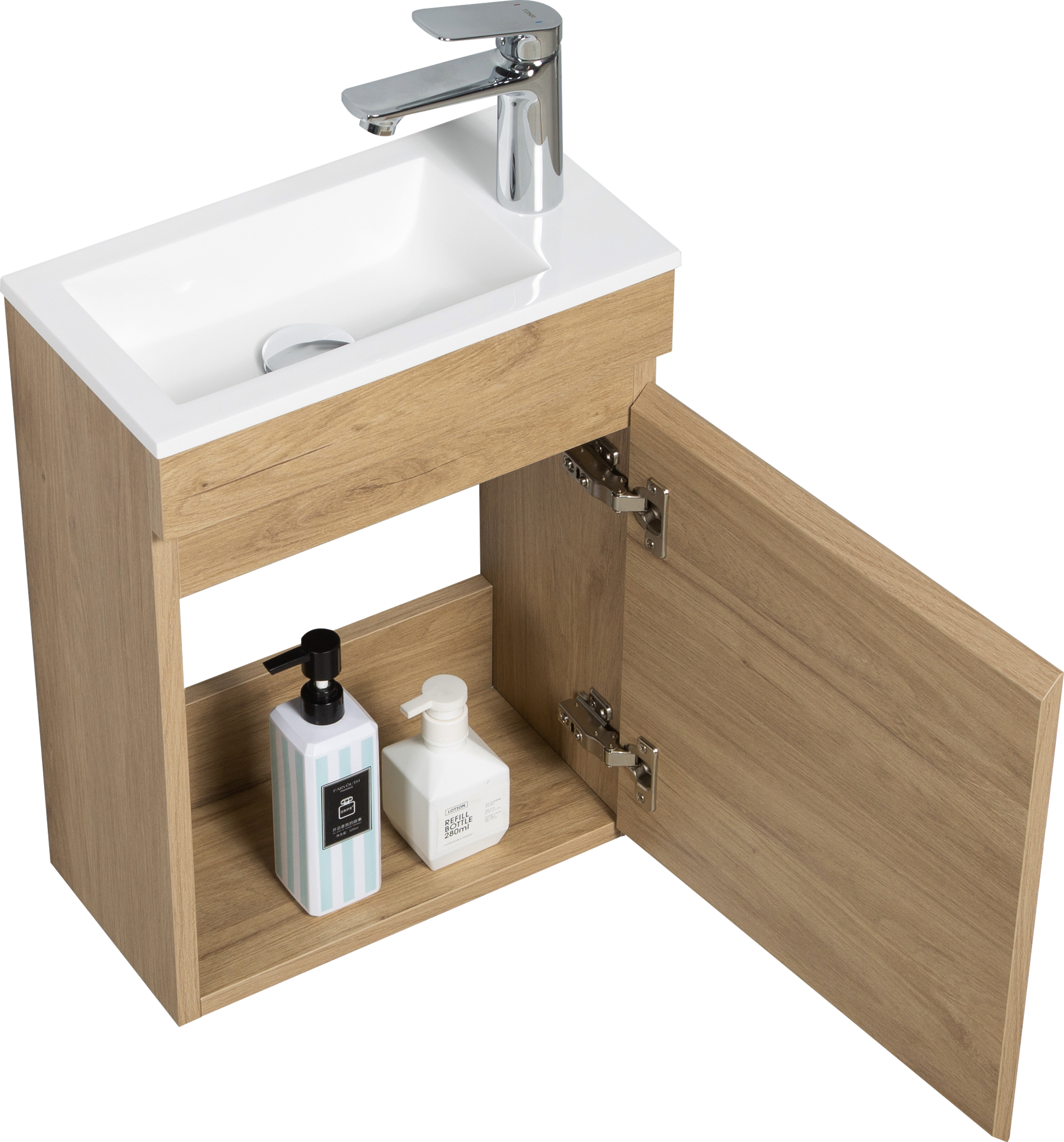 16" Floating Bathroom Vanity With Sink, Wall Mounted Small Bathroom Storage Vanity Cabinet With Resin Top Basin And Soft Close Doors, Natural Oak 24V11 16No Oak Wood