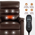 Brown Leatheraire Dual Motor Infinite Position Up To 350 Lbs Power Lift Recliner Chair With Power Remote, Heat Massage And Heavy Duty Motion Mechanism White Metal Primary Living Space Heavy Duty