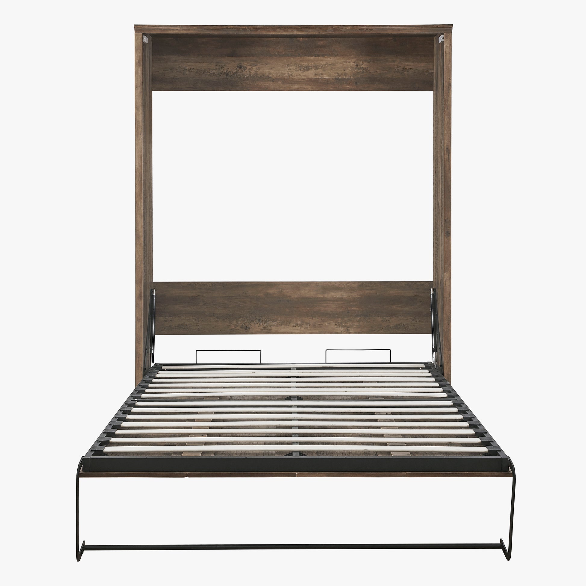 Full Size Half Self Close And Open Murphy Bed Cabinet Space Saving Bed Perfect For Guest Room, For Bed Room, Guest Room, Home Office, Brown Box Spring Not Required Full Brown Wood White Pine Murphy Pine