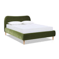 Roman Curved Headboard Upholstered Platform Bed, Queen, Olive Green Performance Velvet Box Spring Not Required Queen Olive Green Wood Foam Velvet Velvet