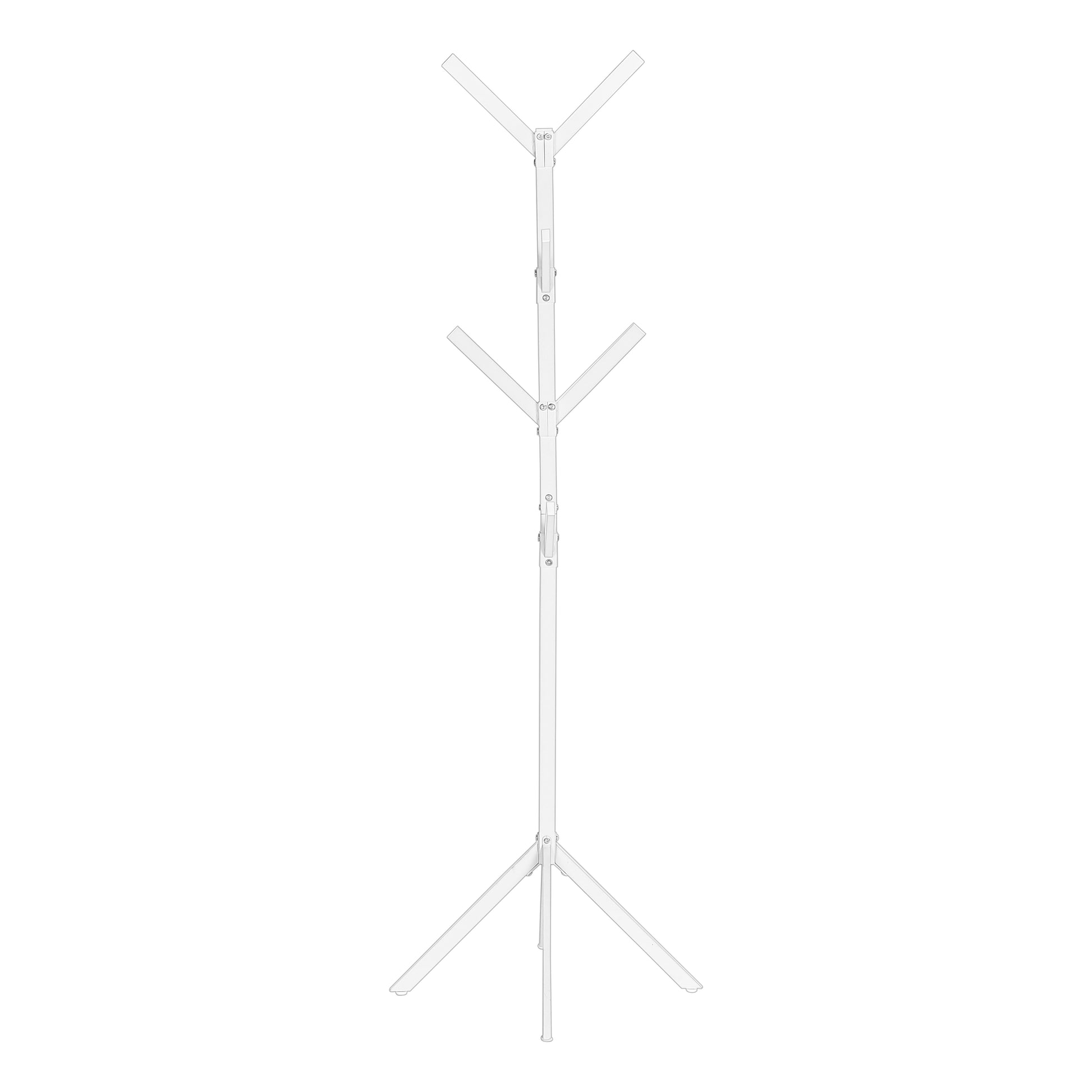 Coat Rack, Hall Tree, Free Standing, 8 Hooks, Entryway, 70"H, Bedroom, White Metal, Contemporary, Modern White Metal