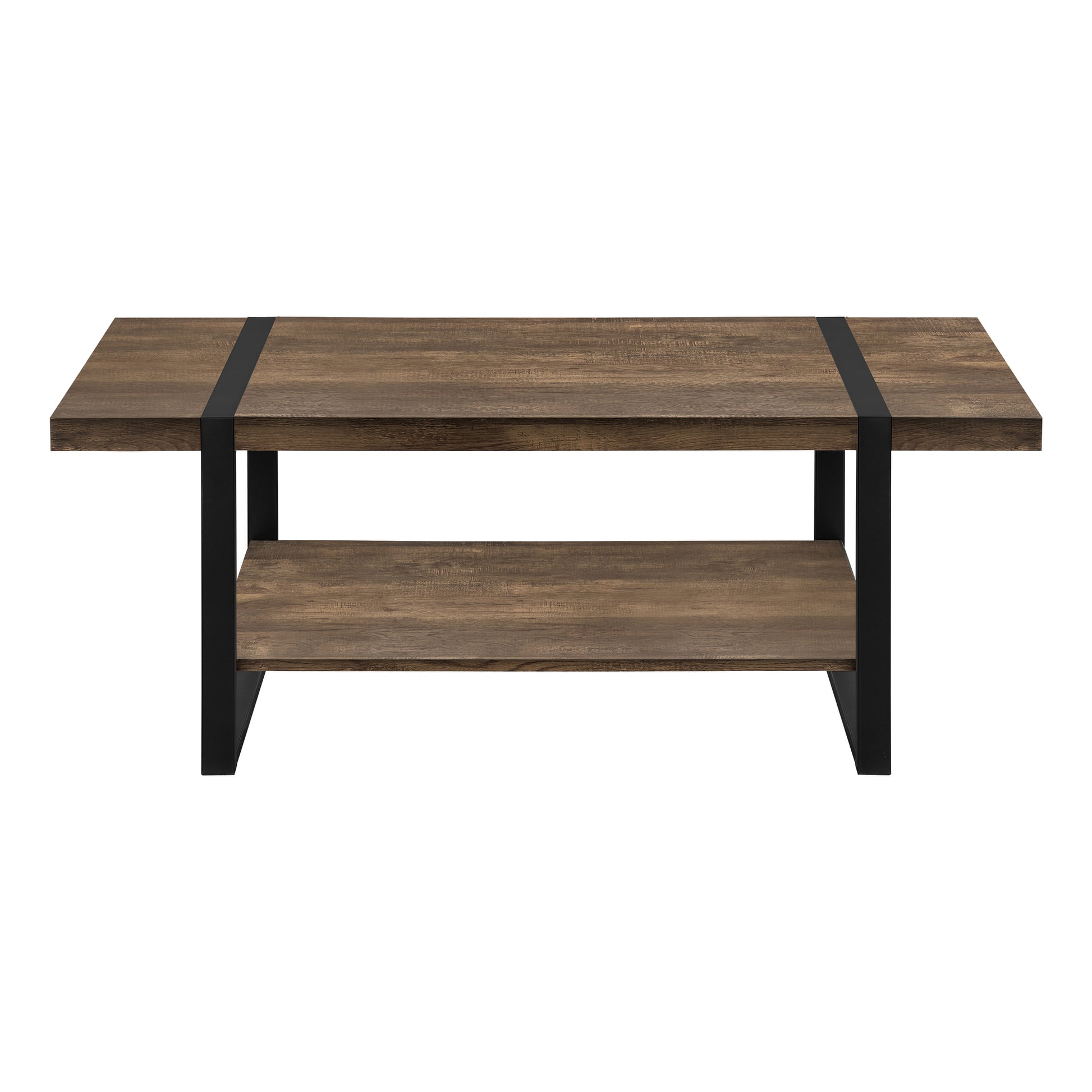 Coffee Table, Accent, Cocktail, Rectangular, Living Room, 48"L, Brown Laminate, Black Metal, Contemporary, Modern Brown Mdf