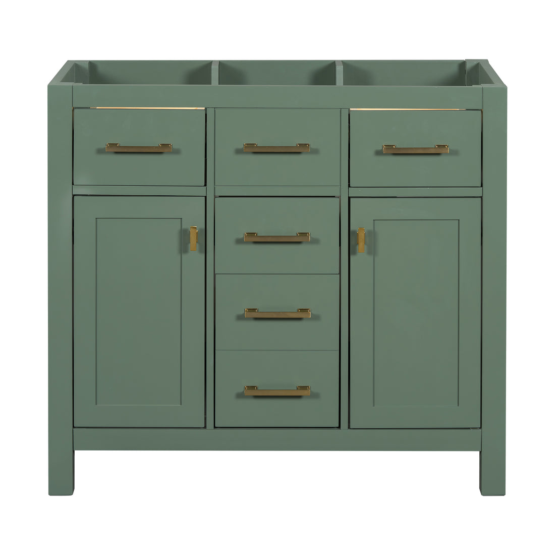 36'' Bathroon Vanity Without, Modern Freestanding Single Bathroom Cabinet With 4 Drawers & 2 Cabinets,Storage Cabinet For Bathroom, Solid Wood Frame Vanity Only, Green Not Include Sink Green Solid Wood Mdf