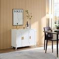 Sideboard Buffet Cabinet With 3 Doors And Removable Shelves, For Living Room, Dining Room, Ivory White White Dining Room American Design,American Traditional Particle Board Particle Board