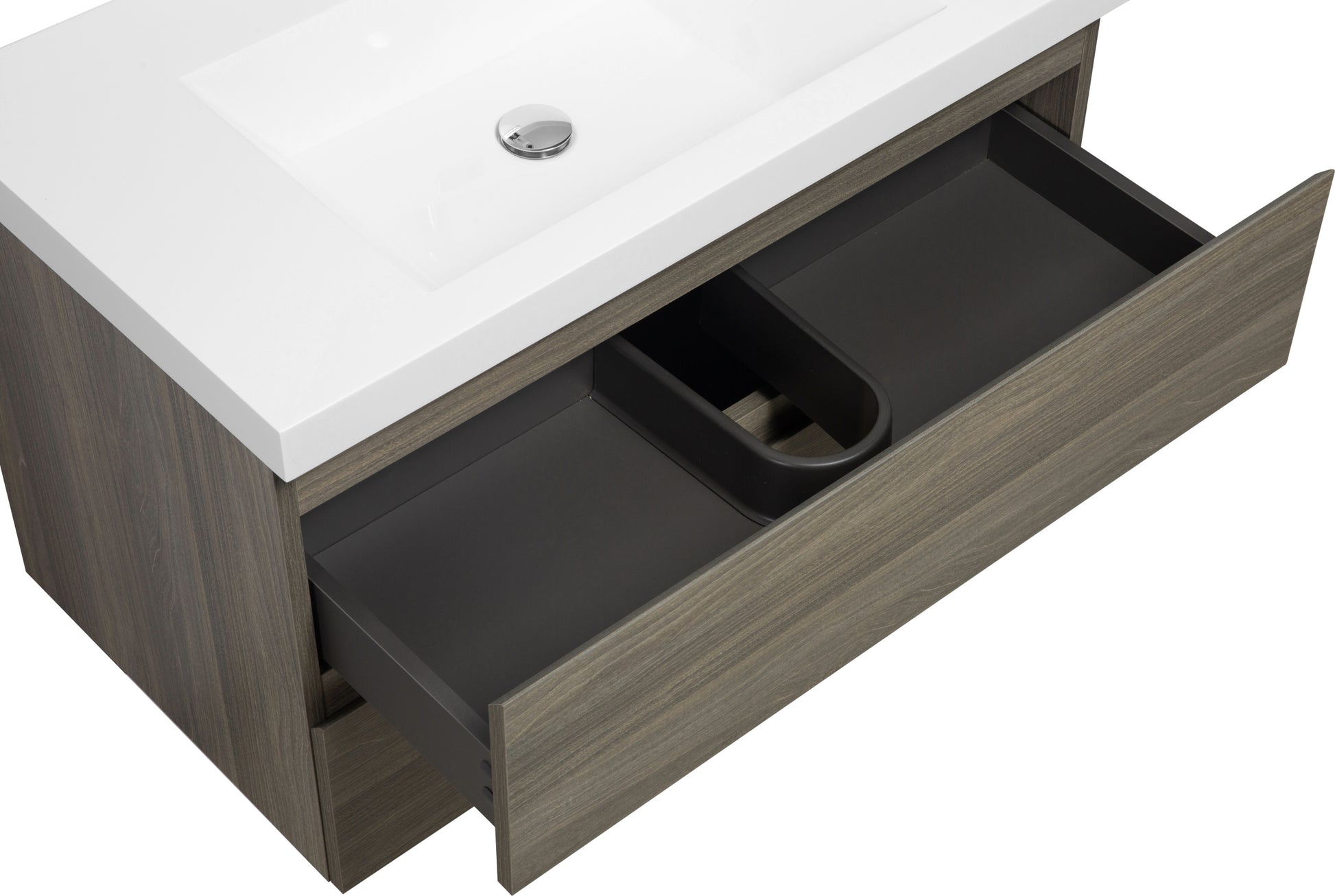 36" Floating Bathroom Vanity With Sink, Modern Wall Mounted Bathroom Storage Vanity Cabinet With Resin Top Basin And Soft Close Drawers, Ash Grey 24V11 36Ag 2 Grey Bathroom Wall Mounted Melamine