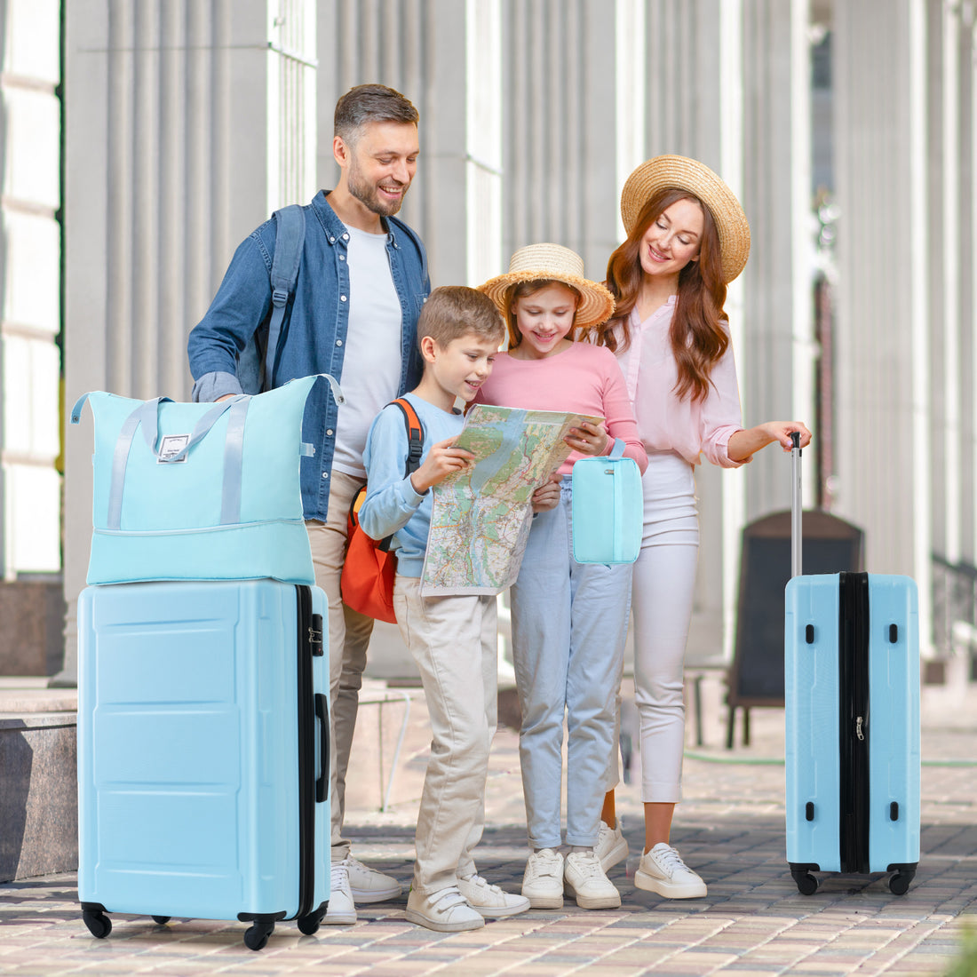 2 Piece Luggage Set With Bags Expanable Spinner Wheels Abs Lightweight Suitcase With Tsa Lock 20Inch 28Inch Light Blue Abs