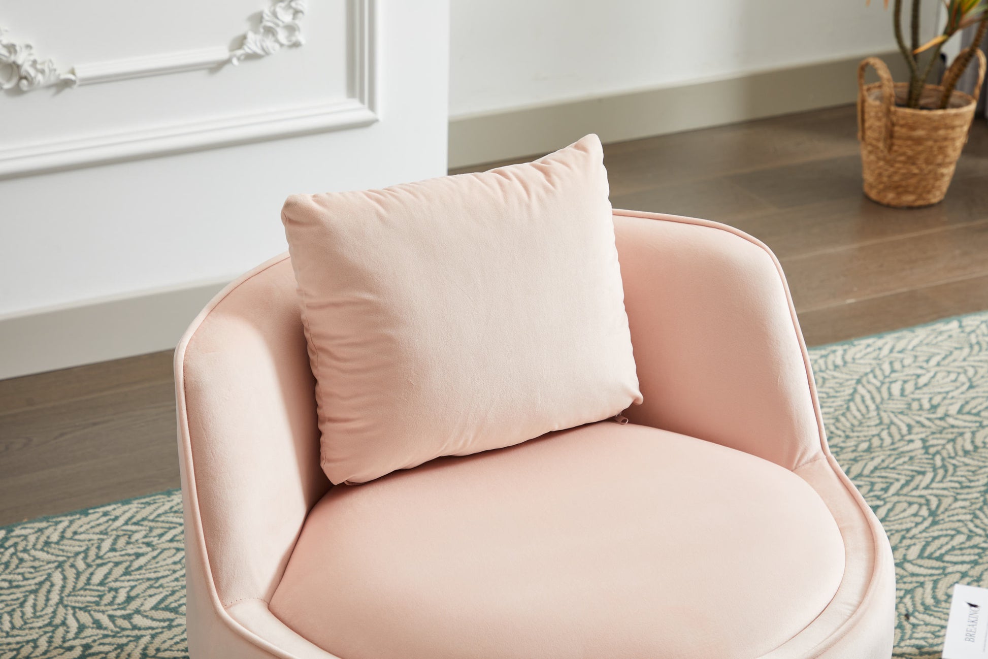 Swivel Chair, 360 Swivel Accent Chair, Barrel Chair For Living Room Bedroom Pink Velvet