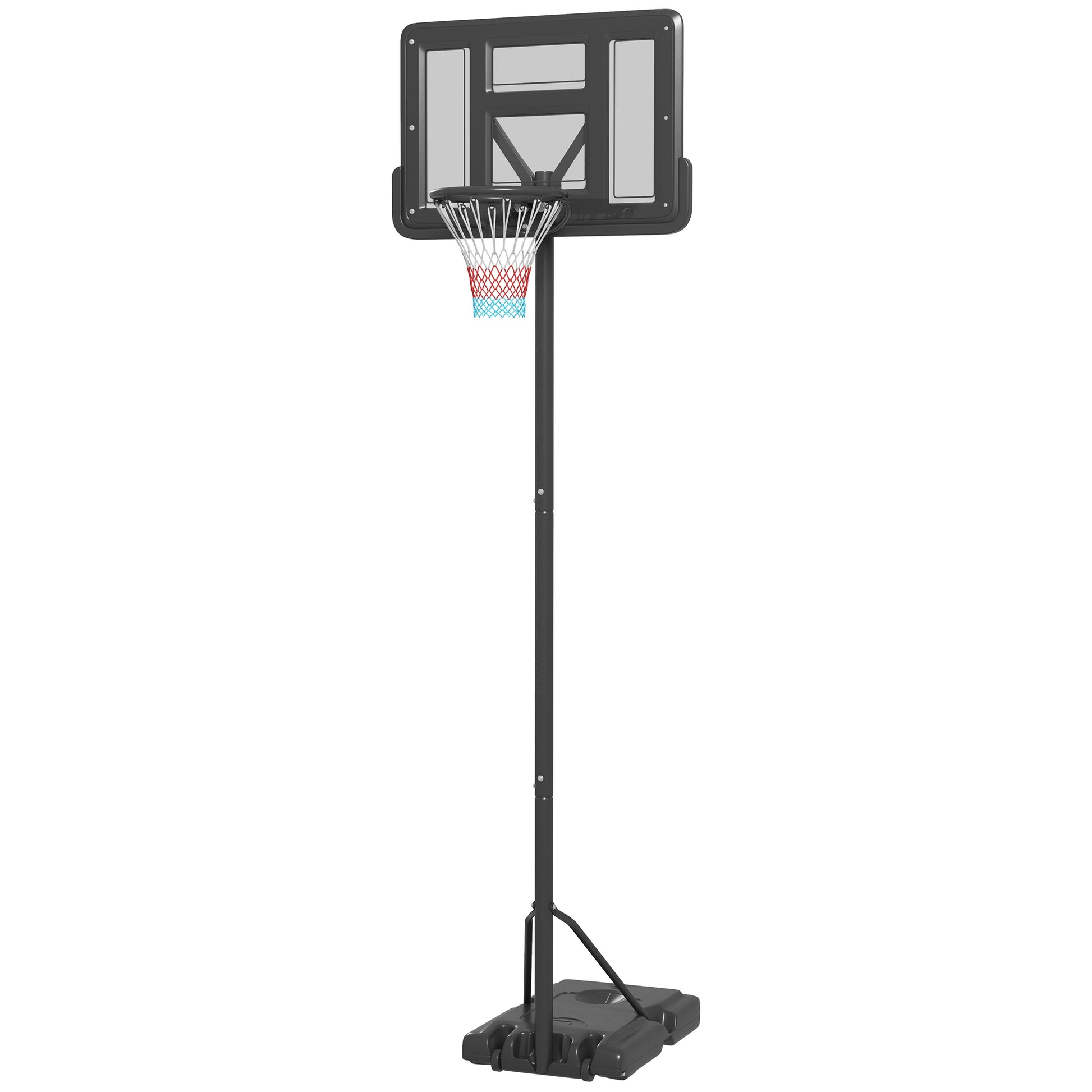 Soozier Portable Basketball Hoop, 7.5 10Ft Height Adjustable Swimming Pool Basketball Goal With 43.25" Backboard, Wheels And Fillable Base, For Youth & Adults Black Steel