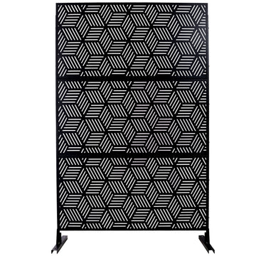 Outdoor & Indoor Privacy Screen Metal Privacy Screen 76" H 48" W, Freestanding Decorative Privacy Screen For Deck Balcony Patio, Privacy Fence Panels For Outside Lawn Garden Ps116 Black Black Steel